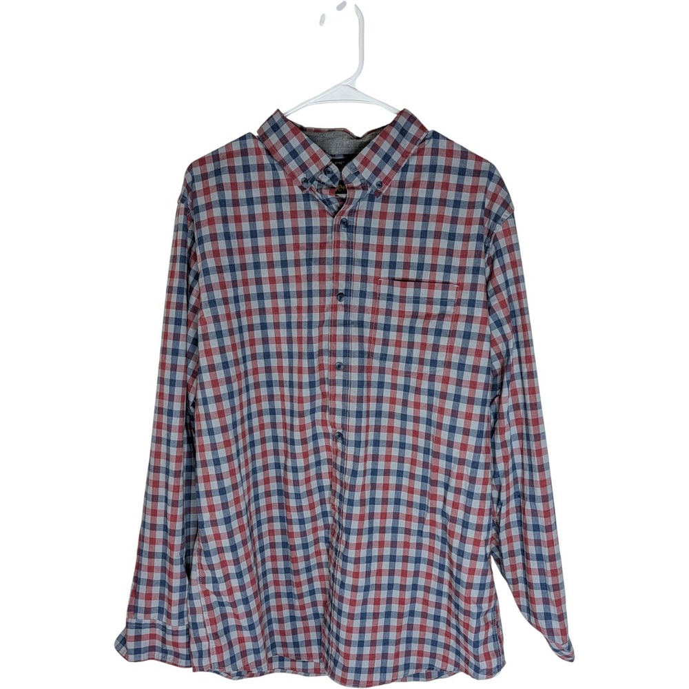 Leeβ Men's Regular Fit Long Sleeve Button Down Plaid Stretch Shirt Size L